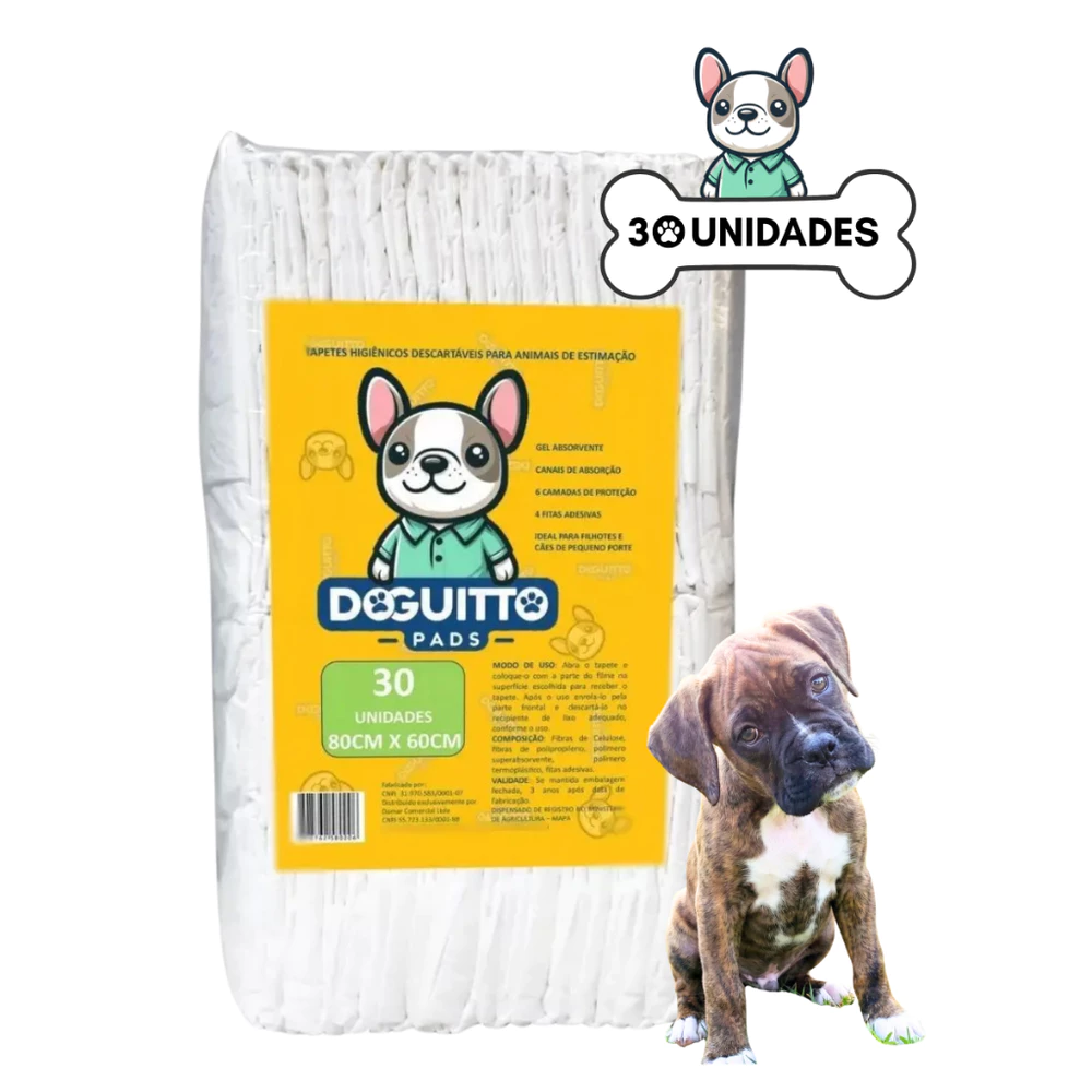 Tapete Higiênico Pet 80x60 Doguitto Premium 30 Unidades Gel Absorvente Anti Odor