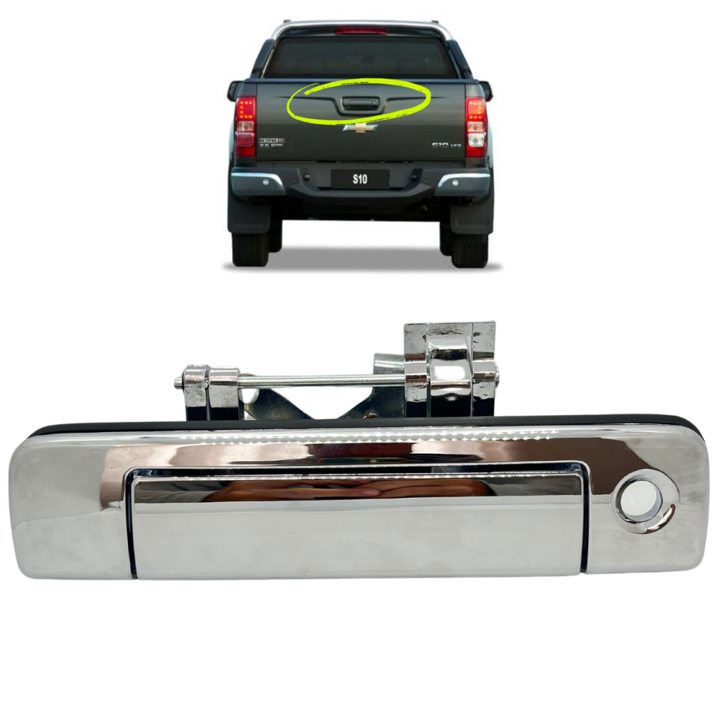 Maçaneta Externa  Puxador Gatilho Fechadura da Tampa da Caçamba S10, CROMADA com furo sem Chave 2012 a 2016 em Oferta na Shopee