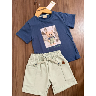 Conjunto Camiseta e Bermuda Milon Bebê Menino em Oferta na Shopee