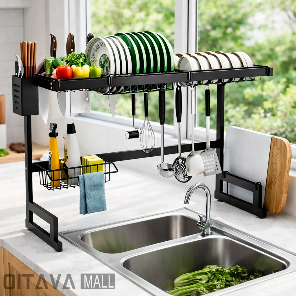 Escorredor Organizador de Louças Aço Inoxidável Rack Cozinha Suspensa Multiplos Compartimentos em Oferta na Shopee