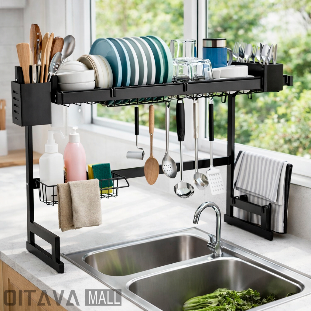 Escorredor Organizador de Louças Aço Inoxidável Rack Cozinha Suspensa Multiplos Compartimentos em Oferta na Shopee