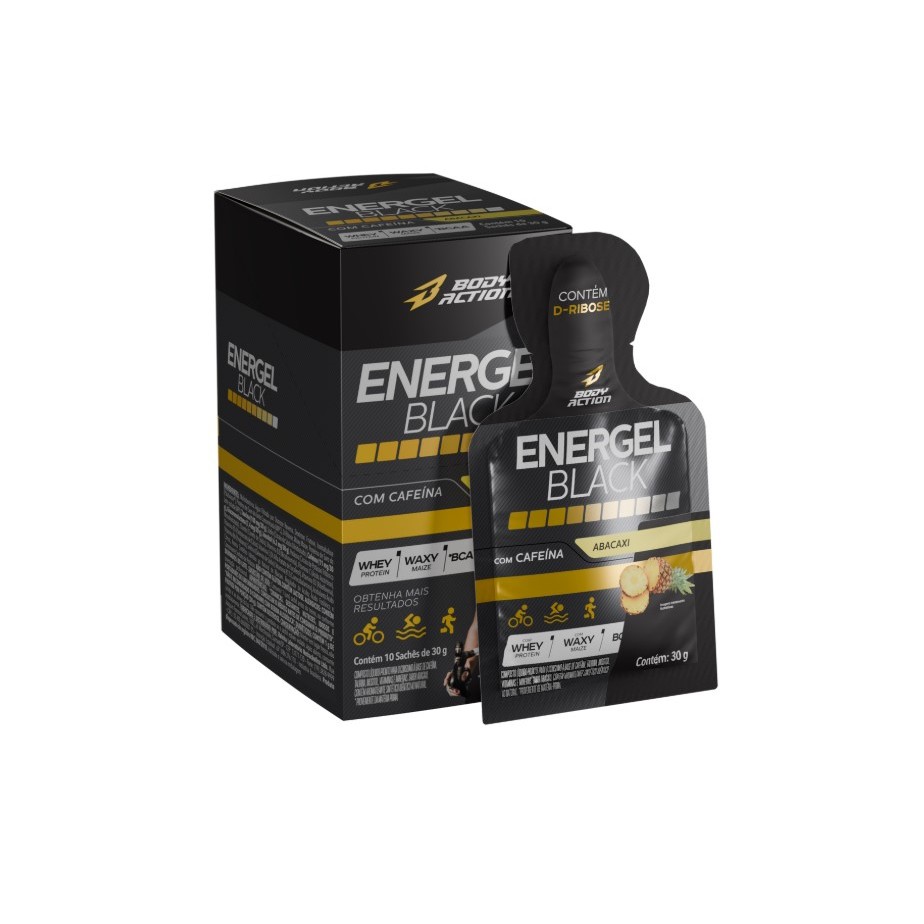 Energel Black com Cafeína (10 sachês) - Bodyaction em Oferta na Shopee
