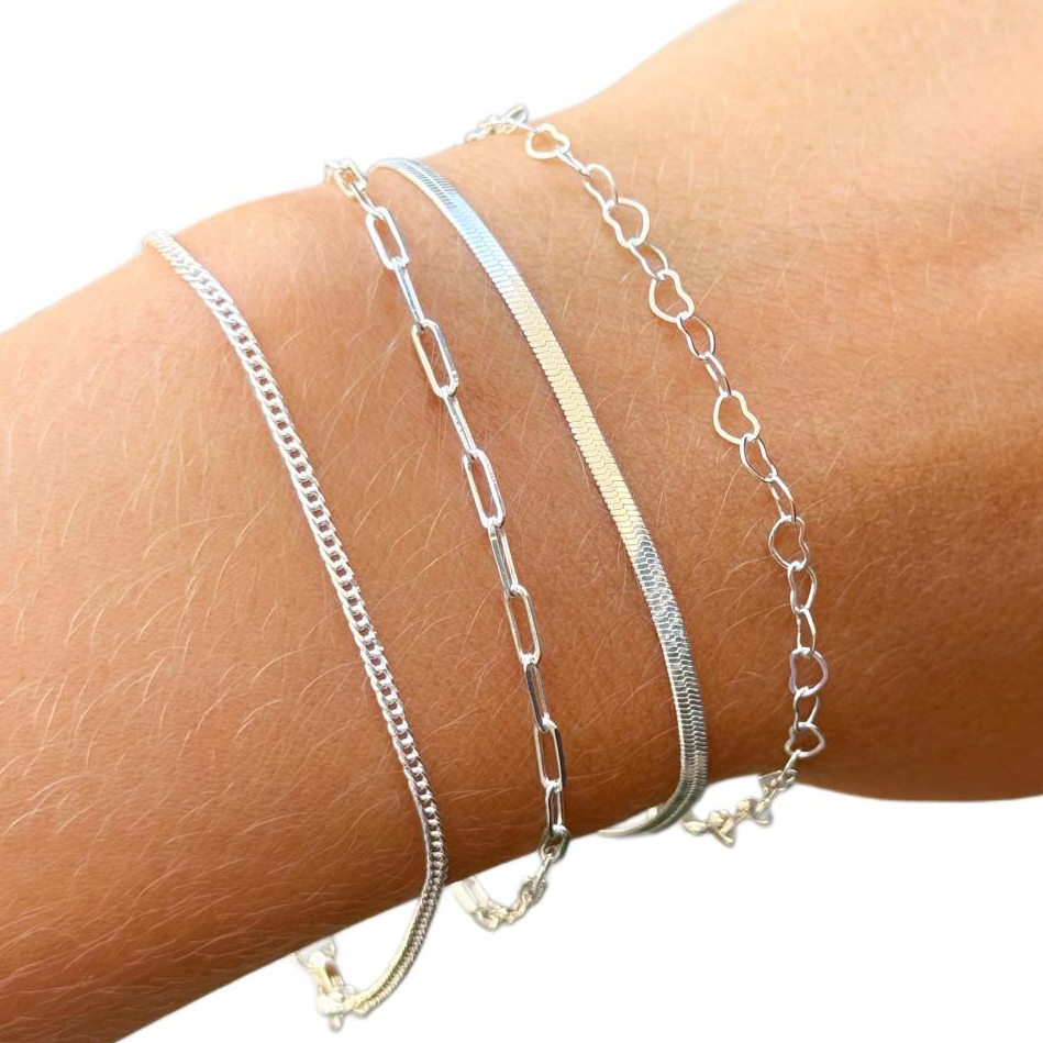 Kit de Pulseira Prata 925 Feminina Fio Liso Metalizado Bolinhas em Oferta na Shopee