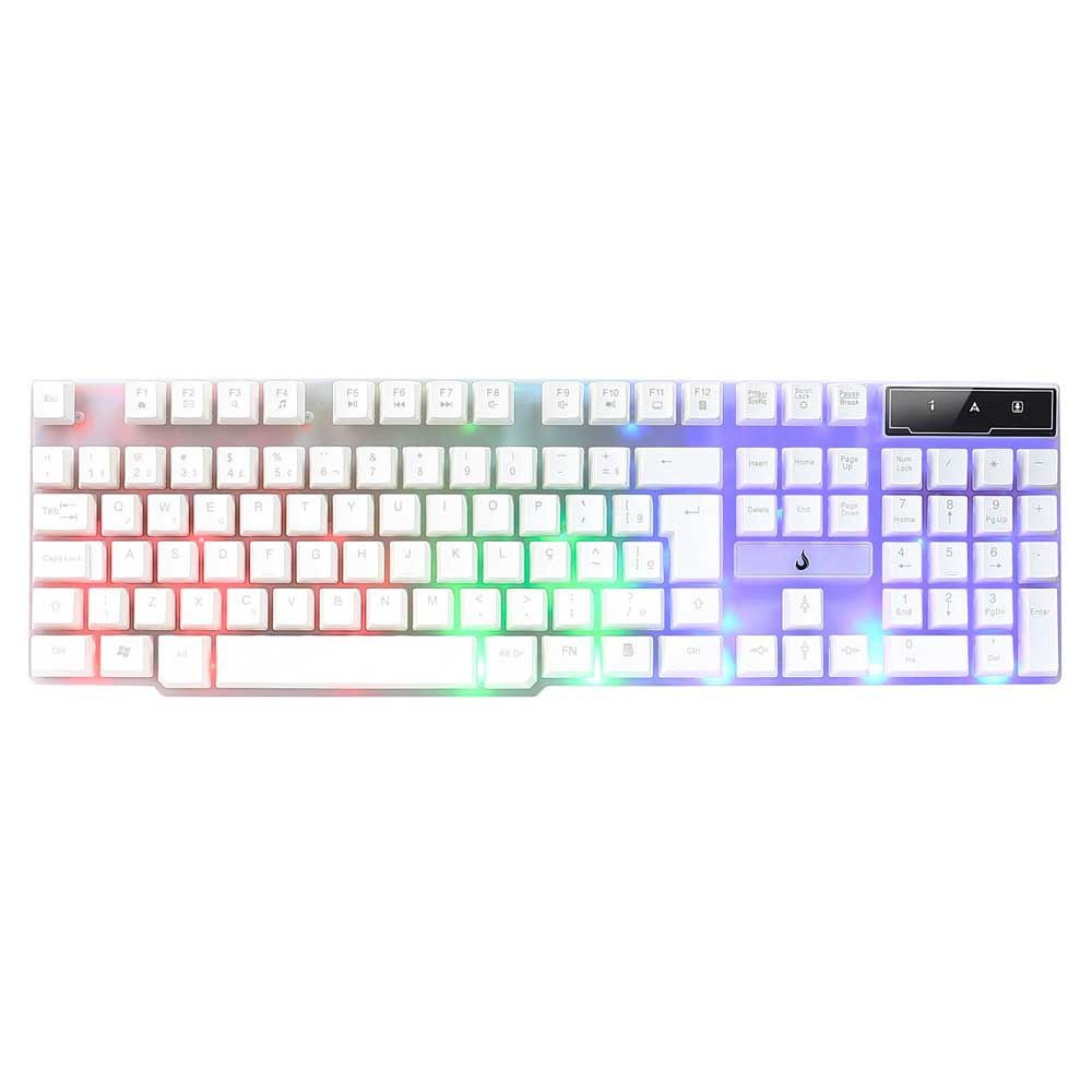 Teclado Semi Mecânico Gamer Rise Mode G1 Rainbow C/Fio Branco - RM-TG-01-FW