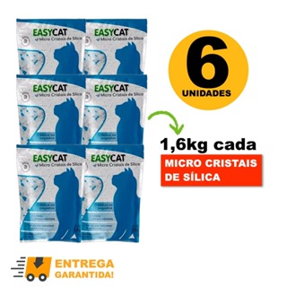 Kit 6 Areias EasyCat Sílica Fina Gato Premium Tipo Chalesco 1,6kg em Oferta na Shopee