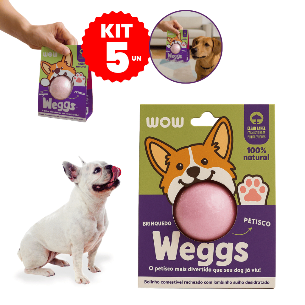 Kit 5 Petisco Natural para Cães Pet Weggs Lombinho