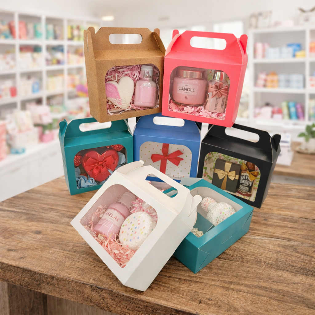 🎁 Kit Caixas De Presente Maleta 15x6x12cm Com Visor ✨ Festas Cosméticos Lembrancinha e Doces 🎈 em Oferta na Shopee