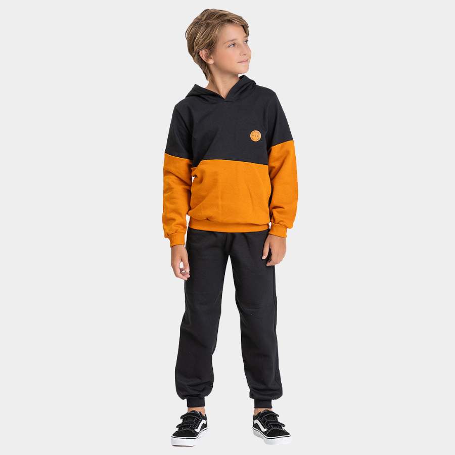 Conjunto Inverno Menino Blusão com Recorte e Calça com Cadarço em Moletom MLK