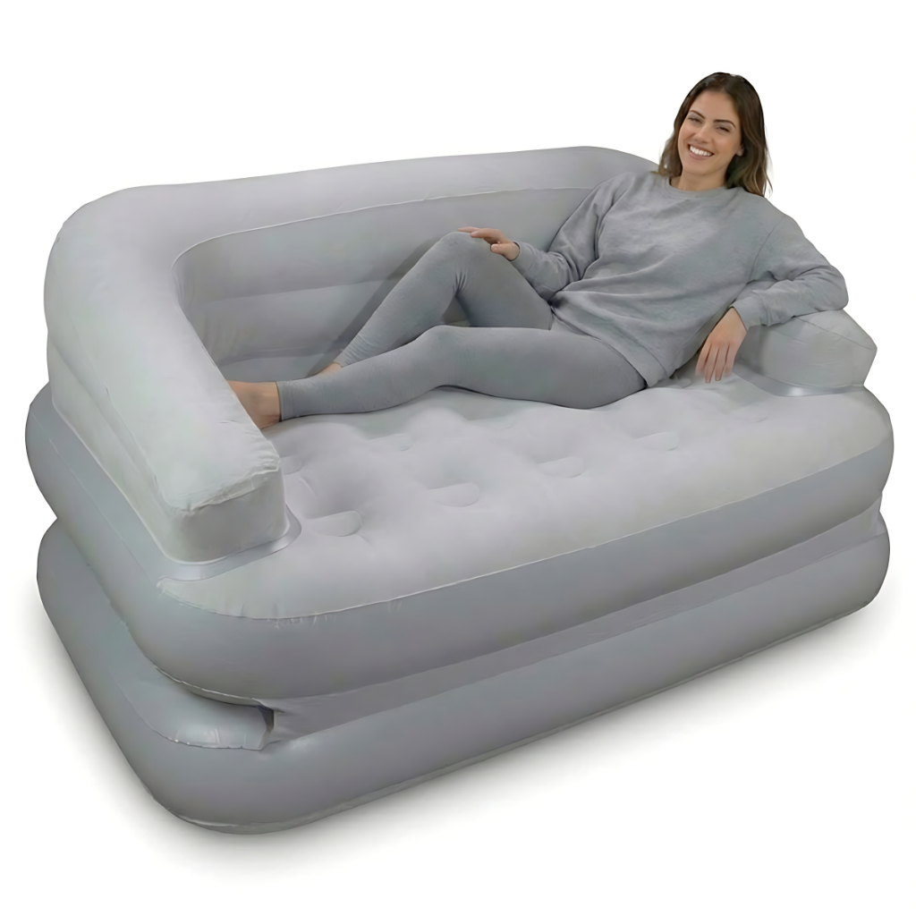 Sofá Cama Casal Inflável Poltrona Até 160kg PVC Aveludado