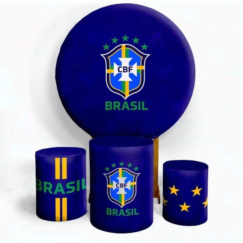 Trio Capas Cilindro + Painel Veste Fácil Tema Selecao Brasileiro Azul Vem Hexa | Envio Rápido