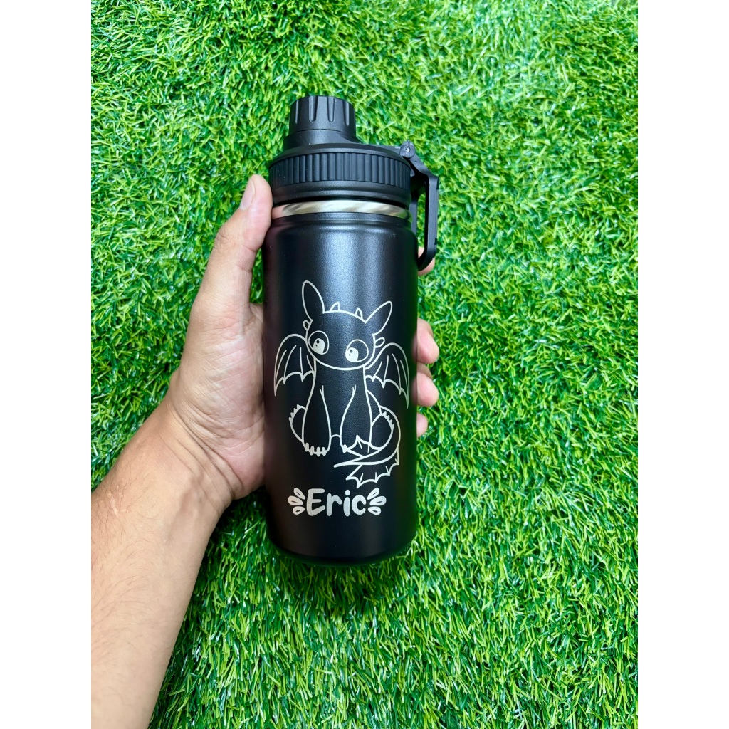 Kit 1 / 3 / 5 - Garrafa térmica 550ml + Nome Gravação Laser - Personalizada - Squeeze