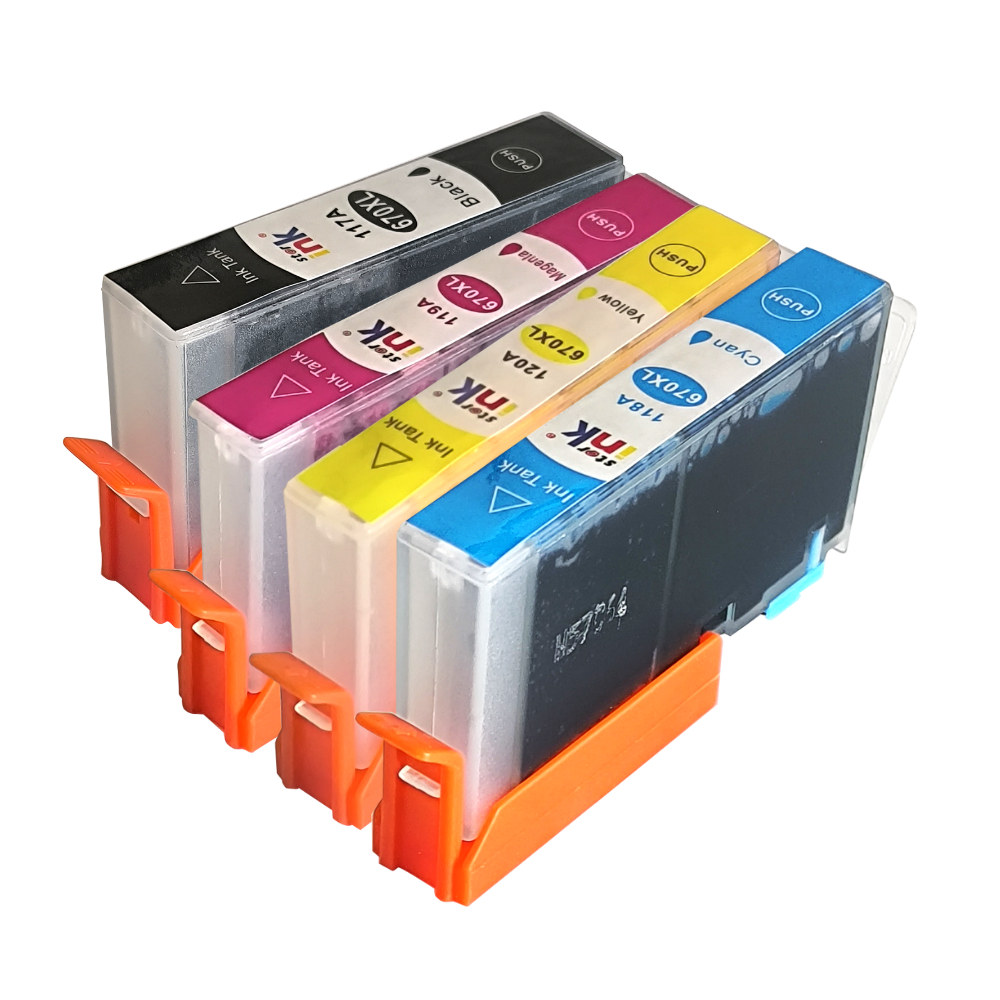 Kit Cartucho De Tinta Compatível HP 670xl | 670 xl | 4 Unidades | Star Ink