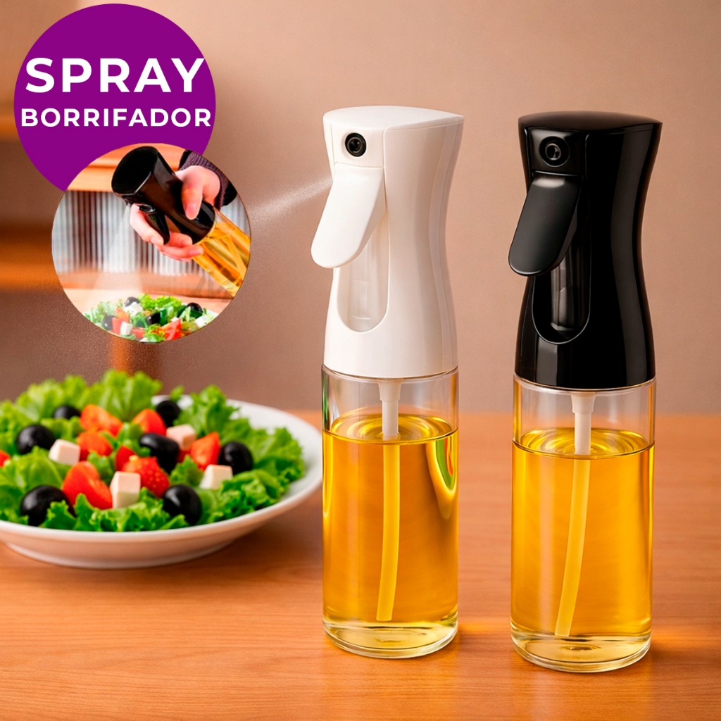 Kit 1 ou 2 Spray 200ML Borrifador Azeite Vinagre Culinário Pulverizador Galheteiro Plástico