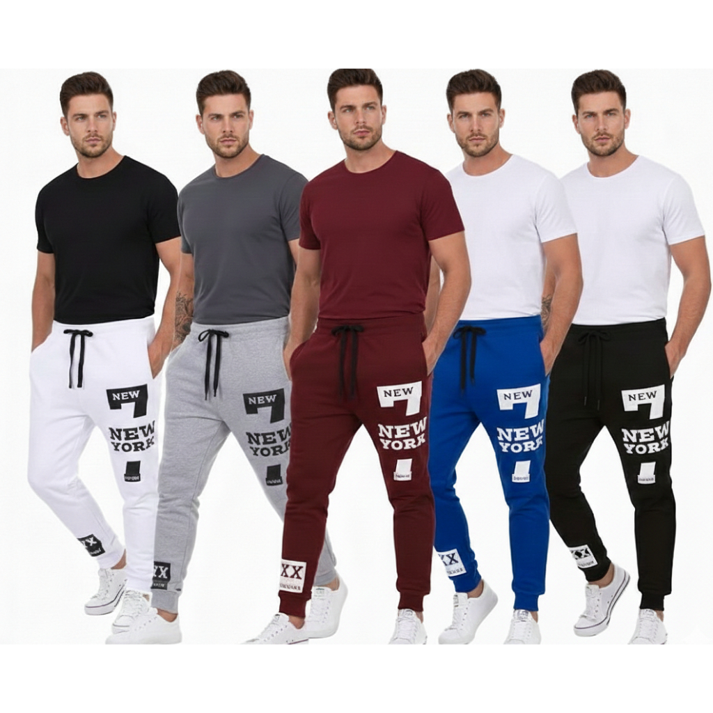 Kit 5 Calças Moletom Masculina Slim Academia Jogger Premium