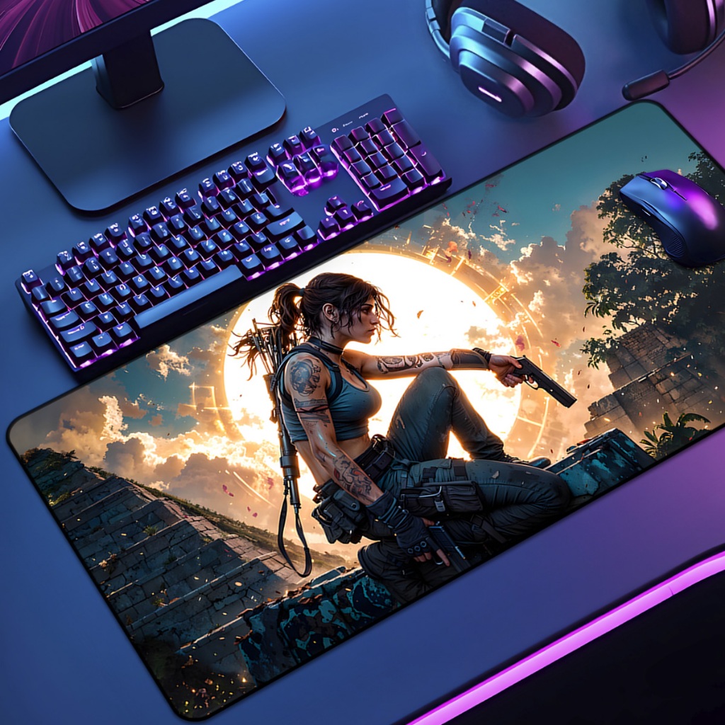Mouse Pad  Famosos de Games  Gamer XXL Antiderrapante Setup Speed Extra Grande Borda Costurada