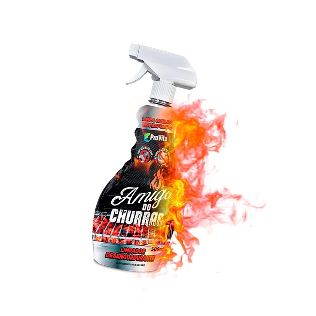 Pack Limpa Grelha Desengordurante Amigo do Churras + Escova  Limpa Grelha com Raspador