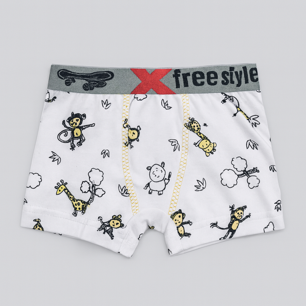 Cueca Boxer Infantil Masculina Meninos 100% Algodão Estampas Sortidas Toque Macio