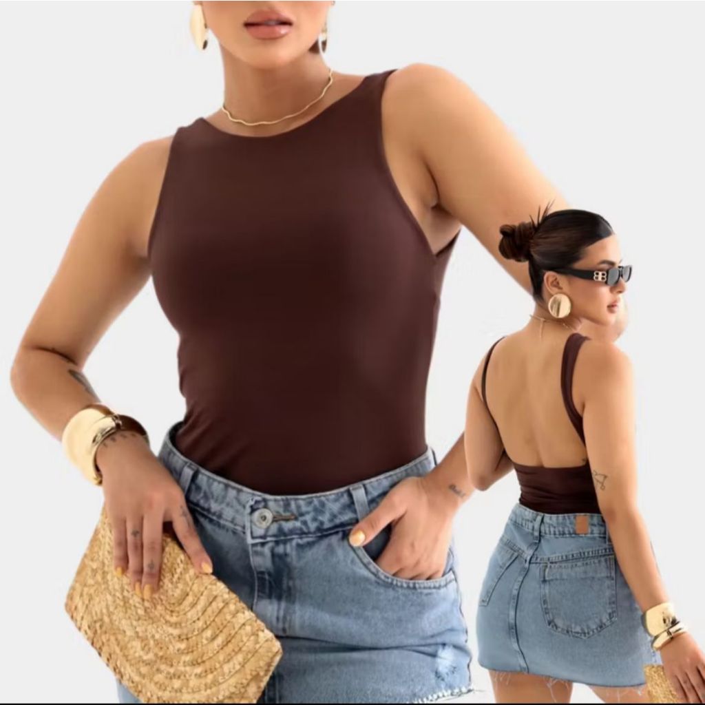 Blusa Feminina Regata Básica Suplex Costas nua, dia a dia academia sem bojo.