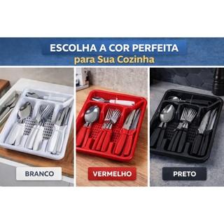 Faqueiro Inox Jogo De Talheres Porta Talher Com 25 Peças Preto Branco Vermelho