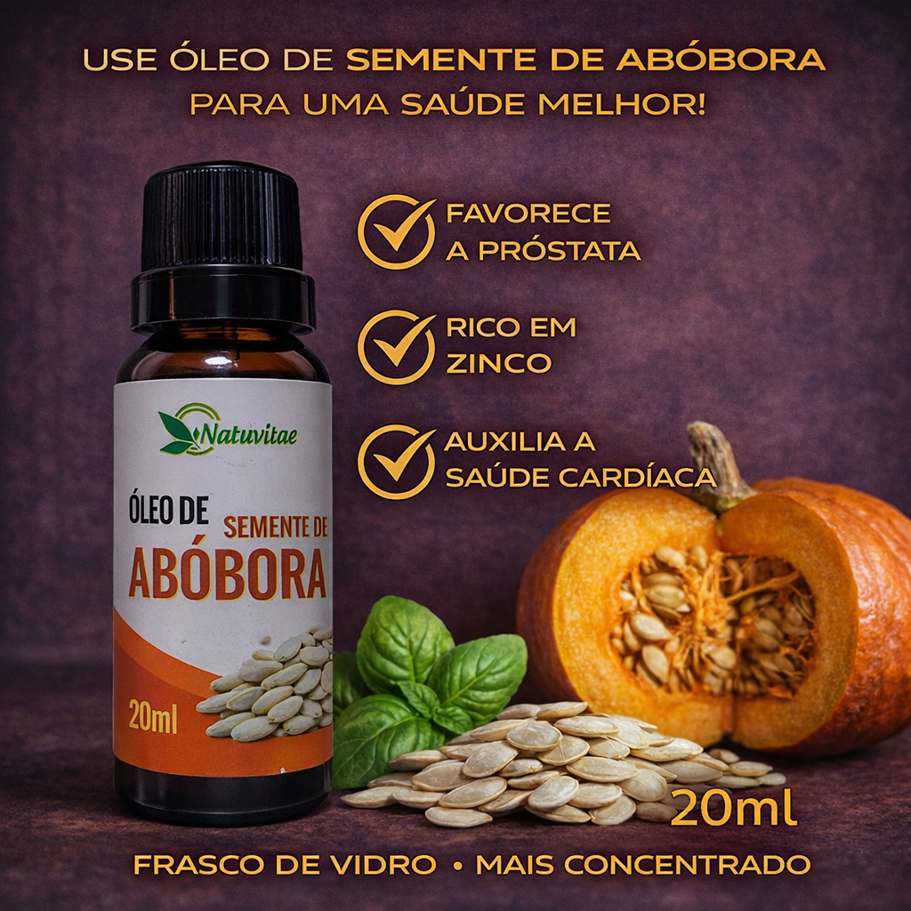 Natuviva Óleo de Semente de Abóbora 100% Natural Saúde Masculina & Bem-Estar | 20ml Frasco de Vidro