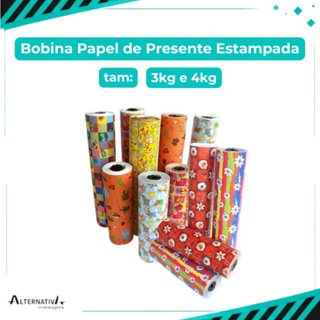 Bobina Papel de Presente Estampado 40cm (3kg) e 60cm (4kg) Embalagem Decorativa Lojas Festas em Oferta na Shopee