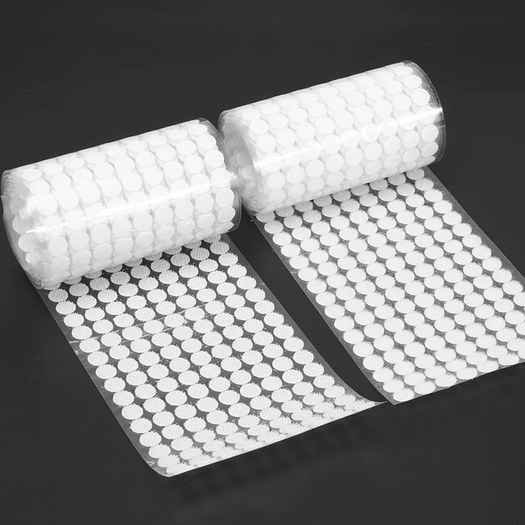 Velcro adesivo fecho contato redondo bolinha BRANCO 10mm (1cm) 99 PARES