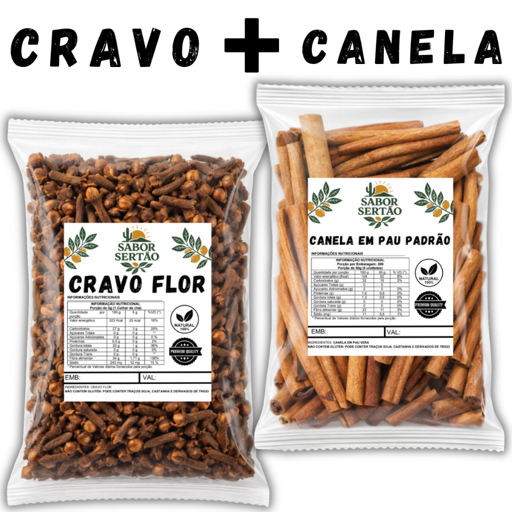 Kit Canela Em pau Vera 6cm + Cravo da Índia Flor em Oferta na Shopee