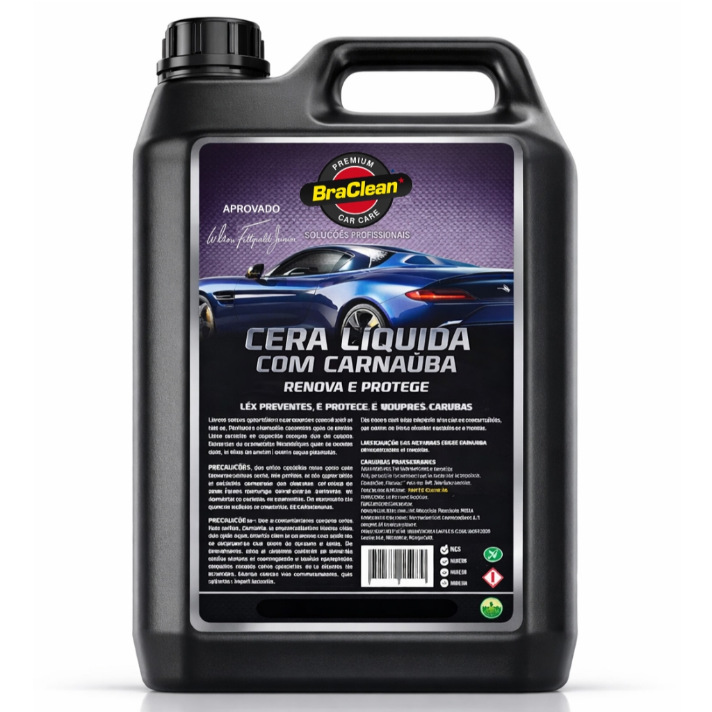 Melhor Cera Líquida 5 Litros Uso Profissional Brilho Uniforme Alto Rendimento BraClean em Oferta na Shopee