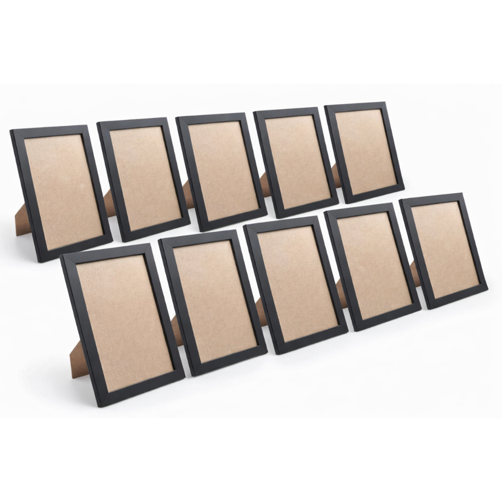 Kit com 10 Porta Retratos 15x21cm A5 para Fotos - Moldura Decorativa Parede/Mesa - MDF com Acetato