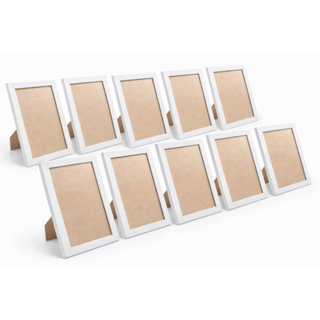 Kit com 10 Porta Retratos 10x15cm A6 para Fotos - Moldura Decorativa Parede/Mesa - MDF com Acetato em Oferta na Shopee