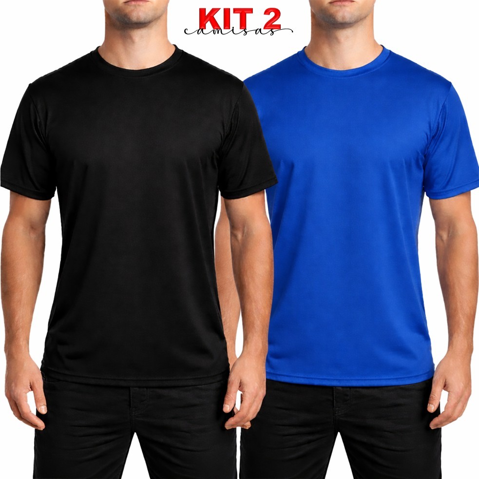 Kit 2 Camisa Camiseta Básica MASCULINA DRY FIT Esportiva Slim Casual Treino Academia Esporte