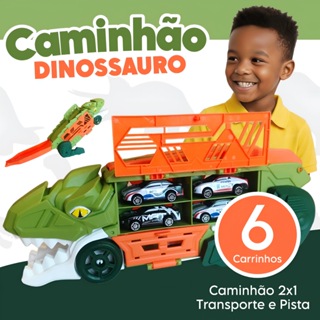 Brinquedo Dinossauro Caminhão Engole Carros c/ 6 Carrinhos Inclusos em Oferta na Shopee