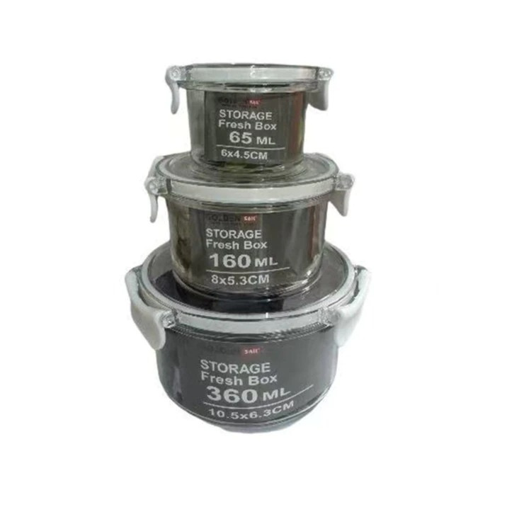 PROMOÇÃO Kit 3 Mini Potes Pote Hermético Acrílico Organizador de Geladeira Tampa Alta Vedação em Silicone -69287