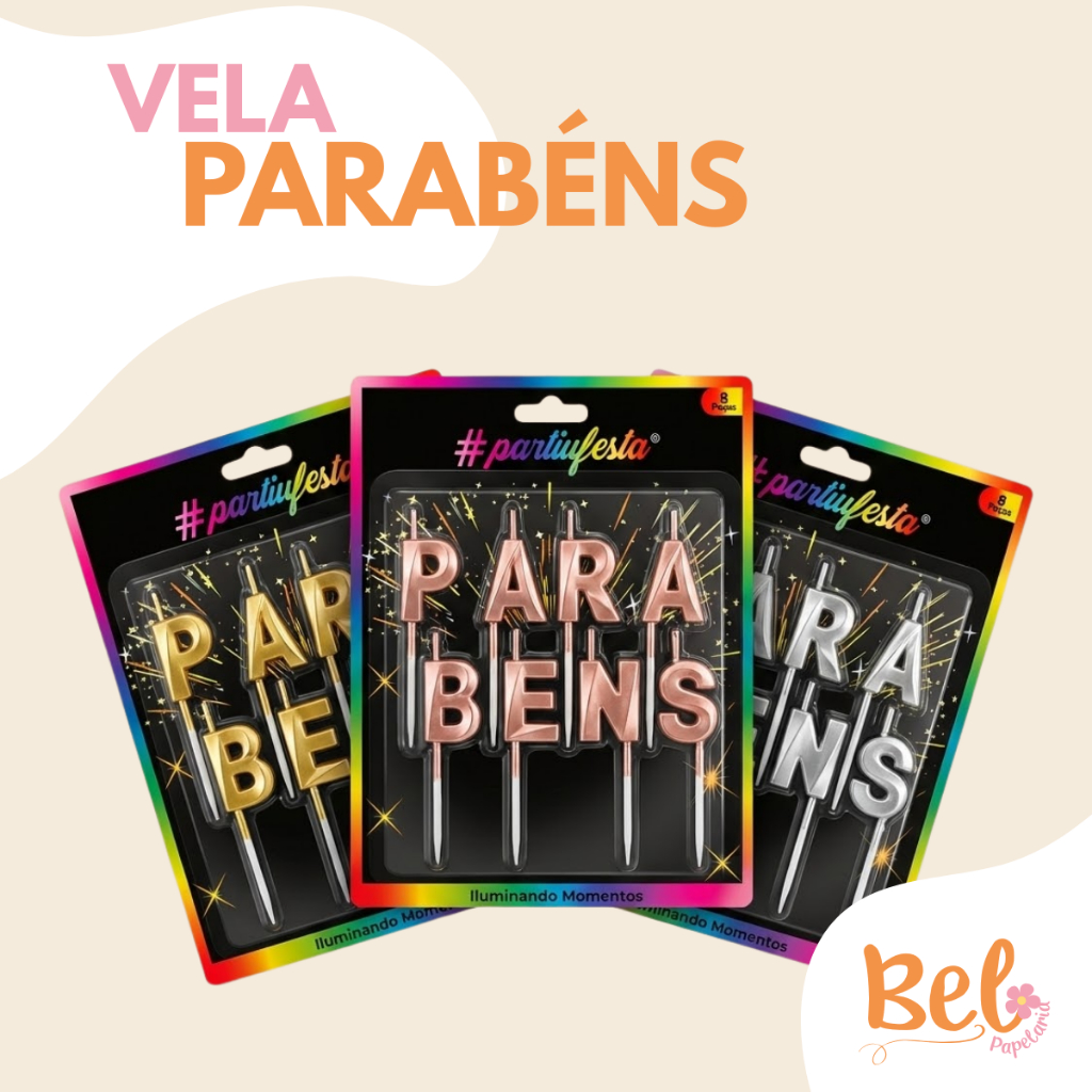 Vela De Aniversário Parabéns PartiuFesta Efeito Estrelinha Casamentos Metalizado Topo de Bolo em Oferta na Shopee