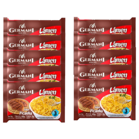 Pack 10 unidades Macarrão Instantâneo Lámen Gemani Picanha - Kit com 10X63g