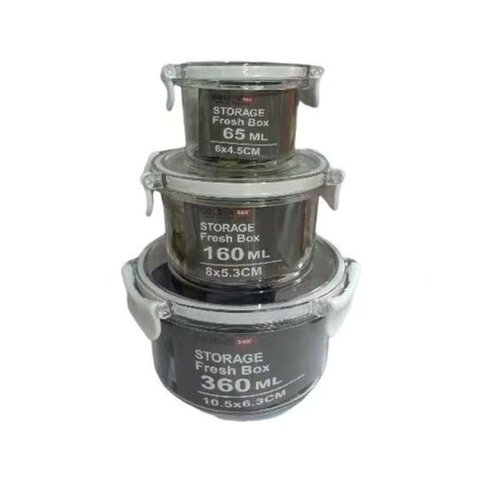 Kit Com 3 Potes Pote Hermético Acrílico Organizador de Geladeira Tampa Alta Vedação em Silicone-HPT69287