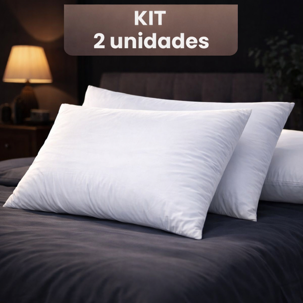 Kit 2 Travesseiros Luxo 70x50cm Macio Fibra Antialérgica Confortavel Branco Sono Descanso em Oferta na Shopee