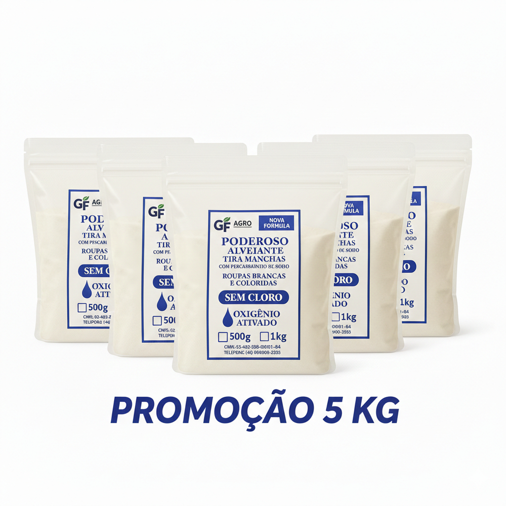 Kit 5 KG Alvejante Poderoso com Percarbonato de Sódio - Tira Manchas Roupas Brancas e Coloridas em Oferta na Shopee