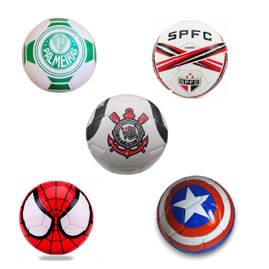 Bola de Futebol Infantil Estampada Grande  Times e Heróis Diversos