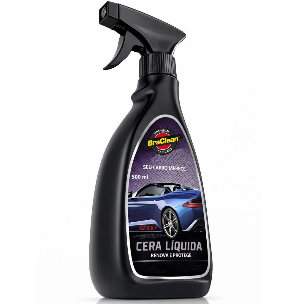 Melhor Cera Líquida 500 ml Renovadora de Brilho Proteção e Repelência de Água no Dia a Dia BraClean em Oferta na Shopee