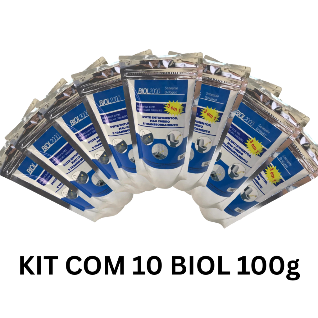 Kit 10 Biol2000 Limpa Tudo Fossa Bio Digestora Sumidouro 100g
