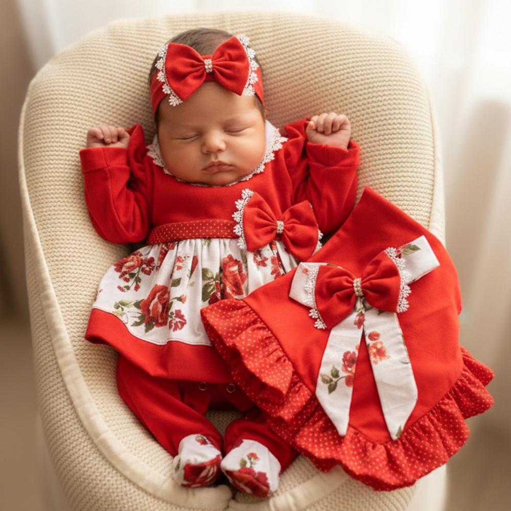 Saída de Maternidade Menina Carinhosa Clara Luxo 05 Peças em Oferta na Shopee