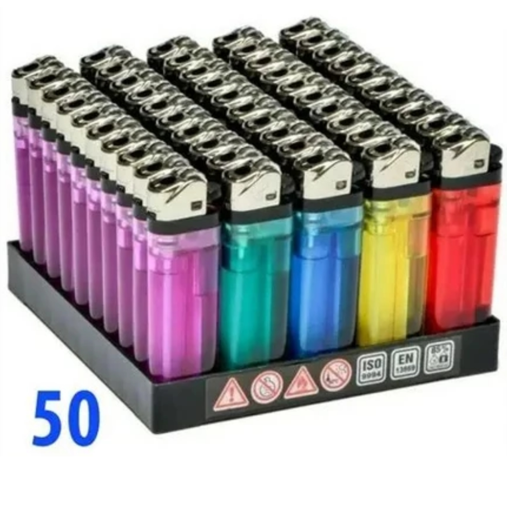 Kit 10 30 50 Isqueiros Simples Coloridos Recarregáveis Ideal Para Comércio, Bares e Restaurante Sem Gás. em Oferta na Shopee
