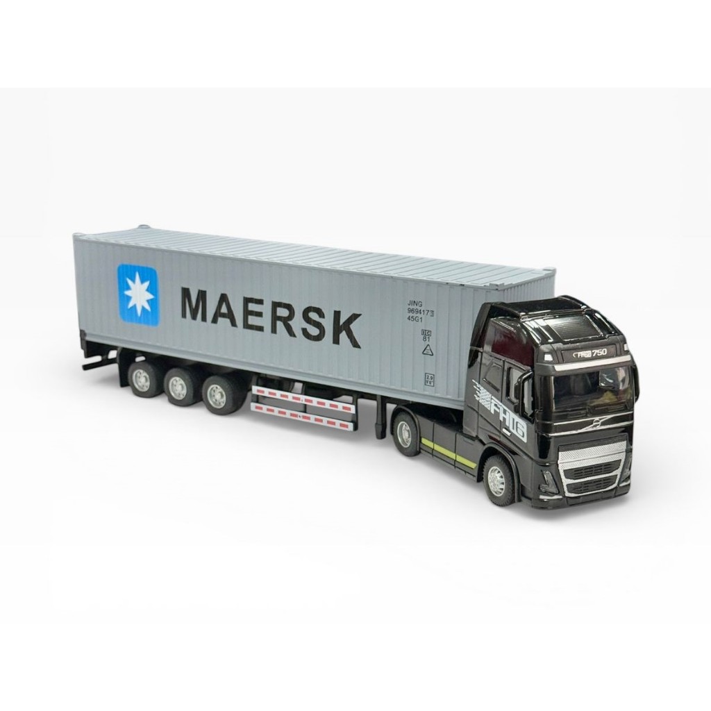 Miniatura Caminhão + Carreta Container MAERSK 1:50 Metal – Scania | Volvo | Mercedes
