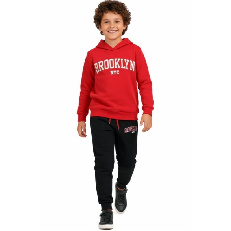 Conjunto moletom Infantil Flanelado Brooklyn Inverno Menino - tamanho de 2 a 12