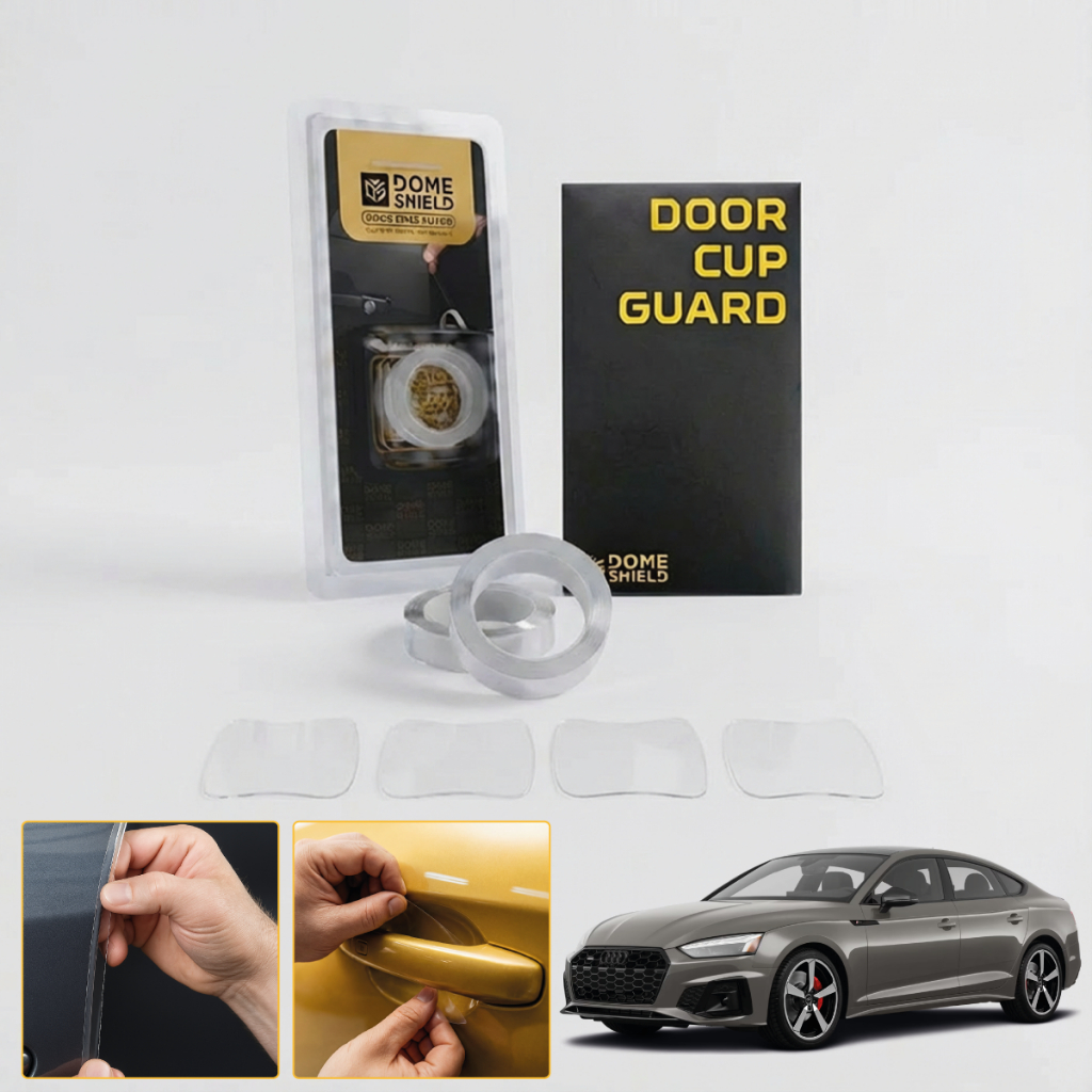 Audi A5 - Kit Adesivo Película PPF Porta Copa Maçaneta + Cantos Porta Protetor Transparente Carro