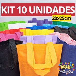 Kit 10 Sacolas Ecobag TNT 20x25 Com Alça Resistente Aniversário Bolsa Festa Saquinho Surpresa em Oferta na Shopee