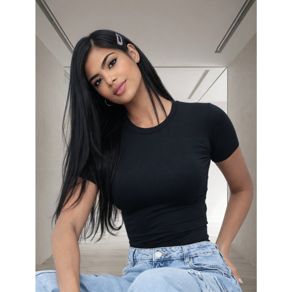 Baby Tee Feminina Blusa Slim Fit Manga Curta Blusa de Compressão Ajuste Perfeito em Oferta na Shopee