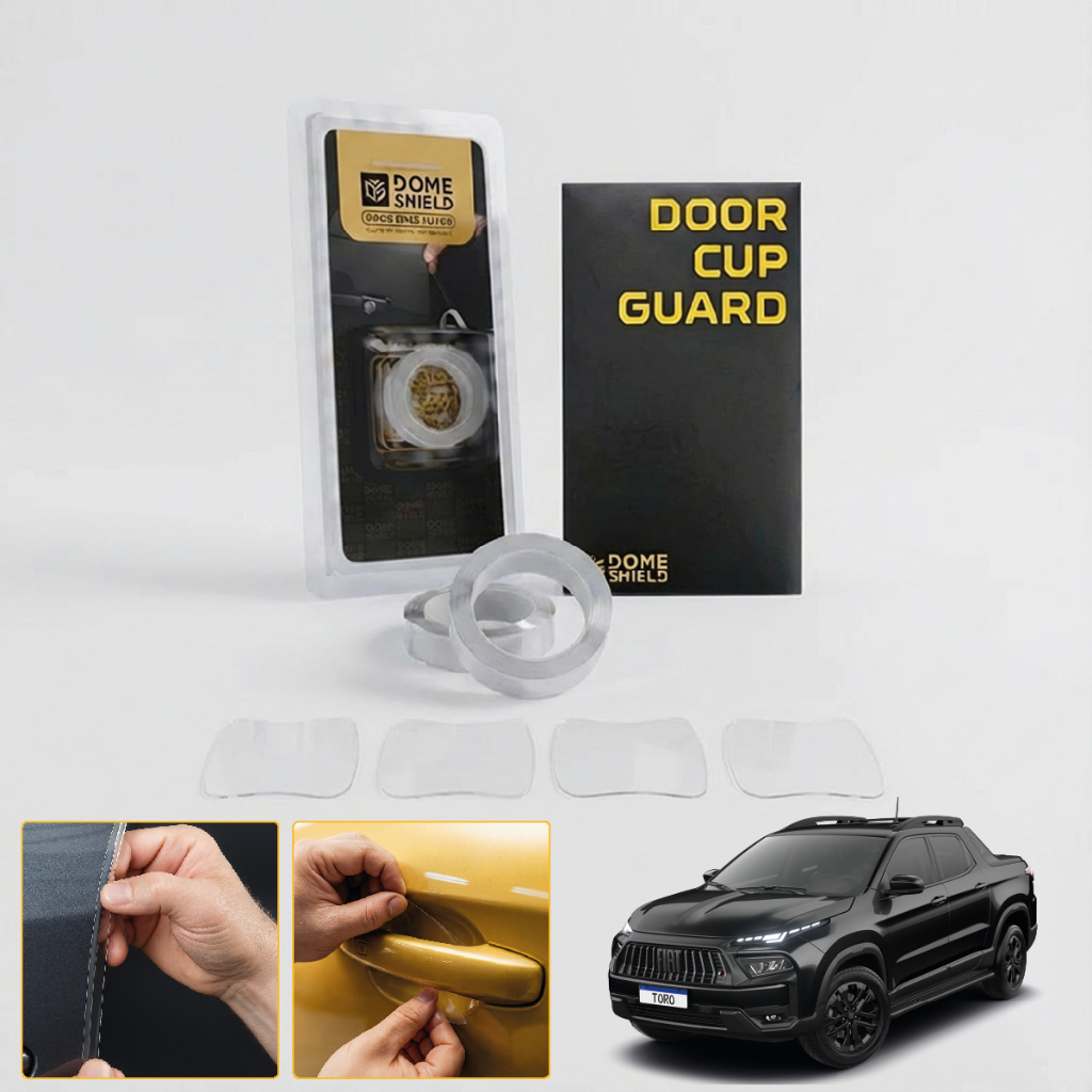 Fiat Toro - Kit Adesivo Película PPF Porta Copa Maçaneta + Cantos Porta Protetor Transparente Carro