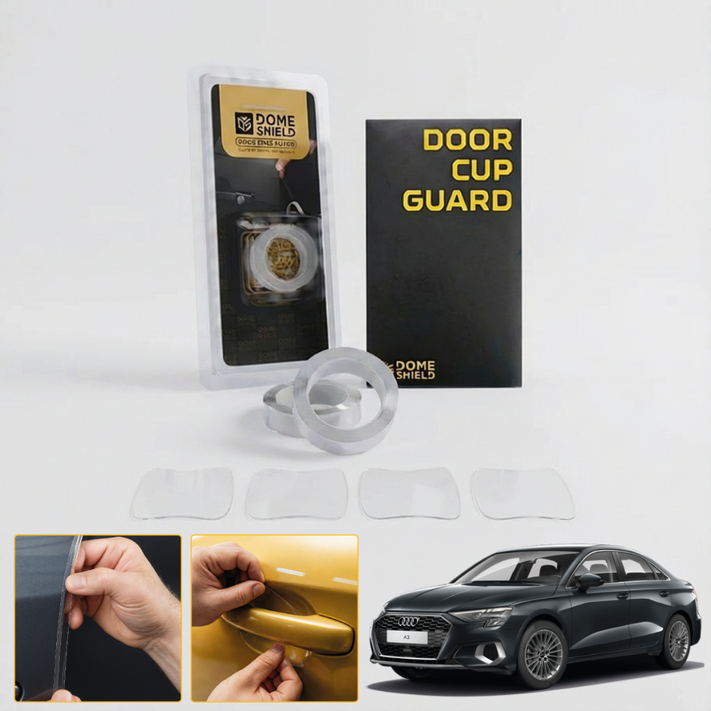 Audi A3 - Kit Adesivo Película PPF Porta Copa Maçaneta + Cantos Porta Protetor Transparente Carro